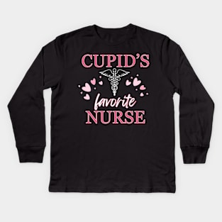 Cupid's Favorite Nurse Kids Long Sleeve T-Shirt